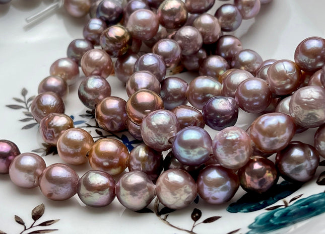 10-11 mm AAAA Half Strand Large Hole Very Rare Dark Mauve Pink Baroque Pearl Bead Hole 2.1mm Iridescent Color Edison Pearl 19 Pieces #P1725