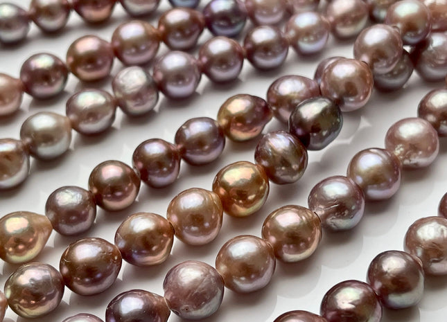 10-11 mm AAAA Half Strand Large Hole Very Rare Dark Mauve Pink Baroque Pearl Bead Hole 2.1mm Iridescent Color Edison Pearl 19 Pieces #P1725