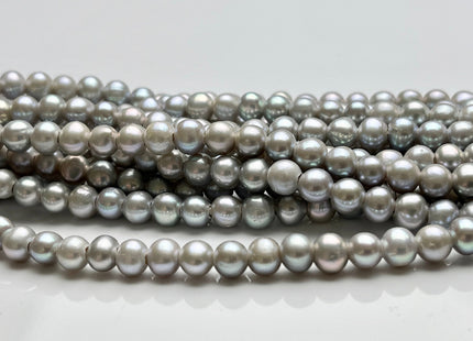 5.5-6mm AAA Half Strand Large Hole High Luster Potato Gray Freshwater Pearls Beads 1.8mm Hole Genuine Freshwater Pearl Beads #P1728