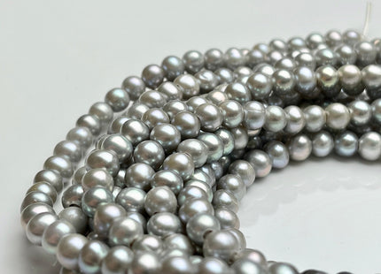 5.5-6mm AAA Half Strand Large Hole High Luster Potato Gray Freshwater Pearls Beads 1.8mm Hole Genuine Freshwater Pearl Beads #P1728