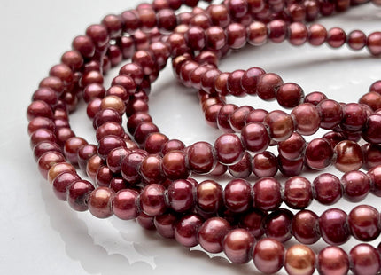 7mm Large Hole Orange-Red Color Potato Freshwater Pearl Beads Hole size 1.8mm 2.2mm Burgundy Large Hole Pearls #932