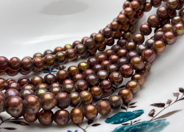 9-9.5 mm AA Large Hole Brown Color Potato Freshwater Pearl Beads 2 mm Hole, Genuine Cultured Large Hole Pearl Bead #324