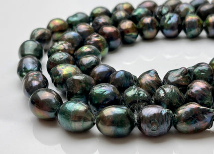 12-14 mm Large Hole Dark Green Baroque Pearl 2 mm Hole Rare Irregular Shape Edison Pearl Genuine Cultured Freshwater Pearls #260