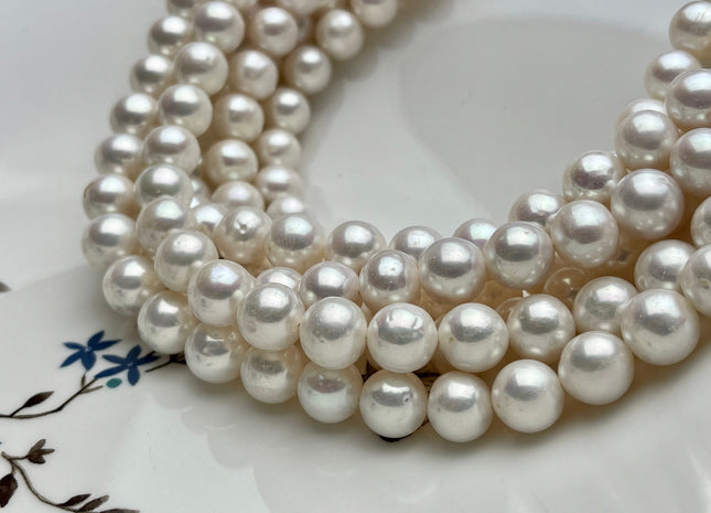 10-11 mm AA Large Hole Semi Round Natural White Freshwater Pearl Beads Hole 1.0 mm Genuine Cultured Freshwater Pearls 42 Beads #1160