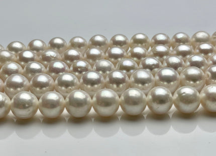 10-11 mm AA Large Hole Semi Round Natural White Freshwater Pearl Beads Hole 1.0 mm Genuine Cultured Freshwater Pearls 40 Beads #1160
