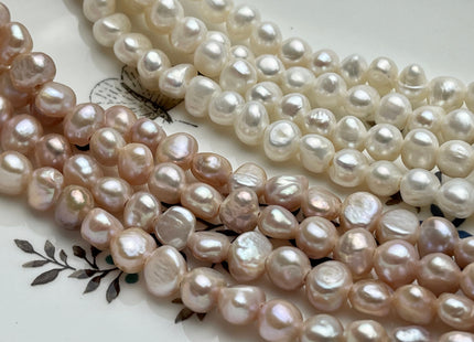 7-8 mm Large Hole Natural White Or Pink Freshwater Pearls Nuggets Shape Hole Size 1.8 mm Genuine Natural Color Freshwater Pearls #1080