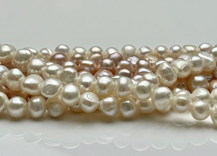 7-8 mm Large Hole Natural White Or Pink Freshwater Pearls Nuggets Shape Hole Size 1.8 mm Genuine Natural Color Freshwater Pearls #1080