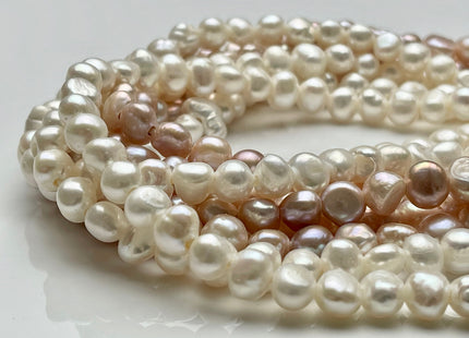 7-8 mm Large Hole Natural White Or Pink Freshwater Pearls Nuggets Shape Hole Size 1.8 mm Genuine Natural Color Freshwater Pearls #1080