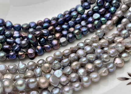 8mm Large Hole Freshwater Pearl Nuggets Hole Size 1.8 mm Peacock Or Gray Colors Genuine Large Hole Freshwater Pearls #1079