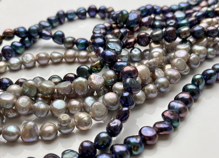 8mm Large Hole Freshwater Pearl Nuggets Hole Size 1.8 mm Peacock Or Gray Colors Genuine Large Hole Freshwater Pearls #1079