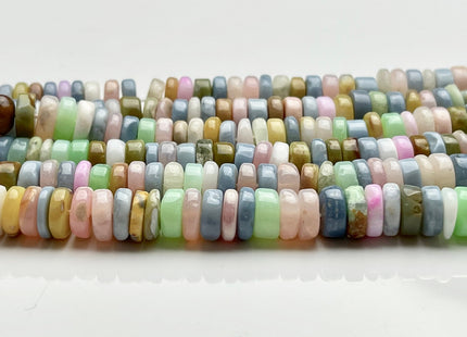 5mm 6mm 7mm 8mm Natural Multi Color Quality Opal Gemstone Beads Genuine Light Pink Yellow Green Blue White Opal Heishi Beads 8 Inches #3706