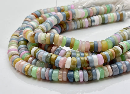 5mm 6mm 7mm 8mm Natural Multi Color Quality Opal Gemstone Beads Genuine Light Pink Yellow Green Blue White Opal Heishi Beads 8 Inches #3706