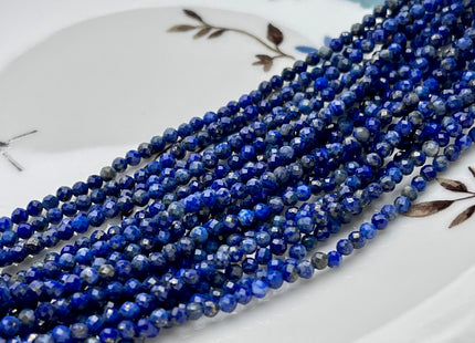 WHOLESALE 2mm 3mm 4mm AAA Natural Lapis Gemstone Beads Natural Blue Color Quality Faceted Round Shape #2061