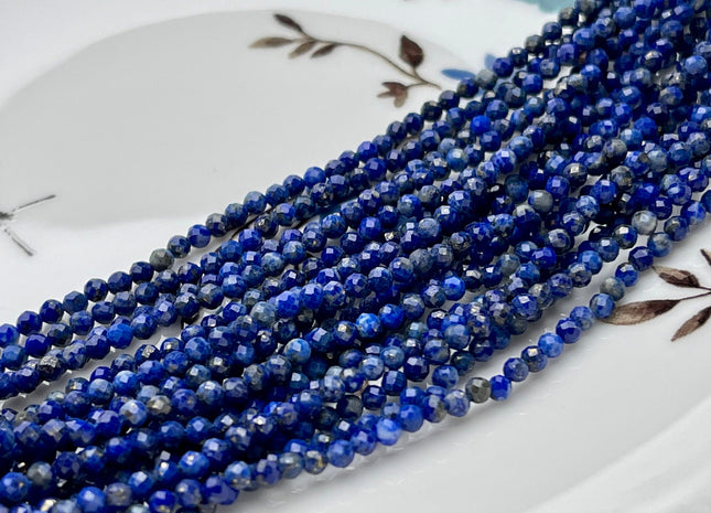 WHOLESALE 2mm 3mm 4mm AAA Natural Lapis Gemstone Beads Natural Blue Color Quality Faceted Round Shape #2061