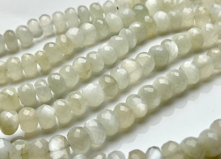 8-9 mm AAA Natural Color White Moonstone Beads Gemstone Faceted Rondelle Shape 14 inches #2129