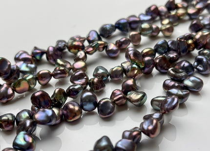 7-8x9 mm AAAA Rainbow Peacock Cornflakes Keishi Pearl Beads Genuine Very Rare Top Drilled Super High Luster Cultured Keshi Pearls #P1729