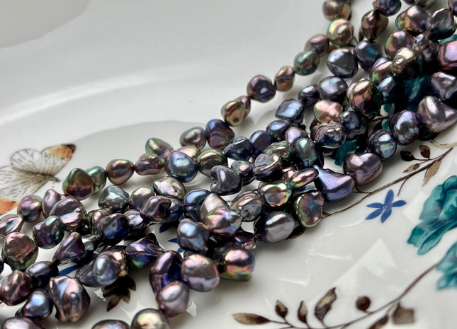 7-8x9 mm AAAA Rainbow Peacock Cornflakes Keishi Pearl Beads Genuine Very Rare Top Drilled Super High Luster Cultured Keshi Pearls #P1729