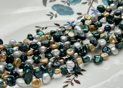 6x7 mm AAA Mixed Gray Sacramento Green Champagne Color Keshi Freshwater Pearl Beads Top Drilled Rare Genuine High Luster Keshi Pearls #P1732