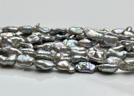 7-8x12mm AAA Gray Color Keshi Rice Nugget Freshwater Pearl Beads High Luster Very Rare Genuine Freshwater Gray Keshi Nugget Pearls #P1735