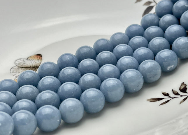 10mm 12mm AAA Natural Blue Angelite Smooth Round high Quality Gemstones #2228