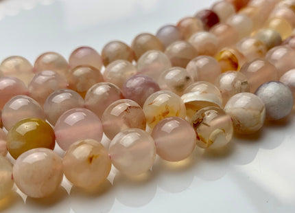 WHOLESALE 6mm 8mm 9mm 10mm 12mm AAA Smooth Round Top Quality Natural Sakura Cherry Blossom Agate Natural Pink Color Agate #2234