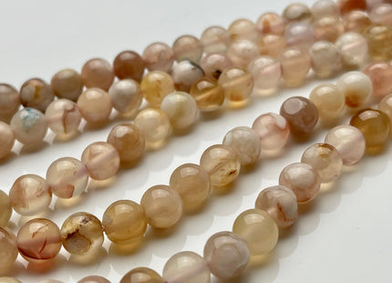 WHOLESALE 6mm 8mm 9mm 10mm 12mm AAA Smooth Round Top Quality Natural Sakura Cherry Blossom Agate Natural Pink Color Agate #2234