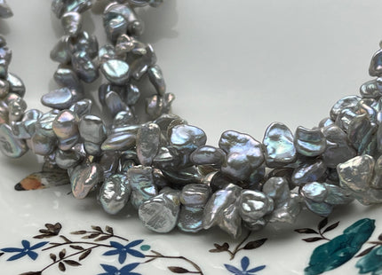 7-10x12-15 mm AAAA Very Rare Gray Color Double Keshi Irregular Pearl Beads Genuine Freshwater Super High Luster Limited Edition Pearl #P1742