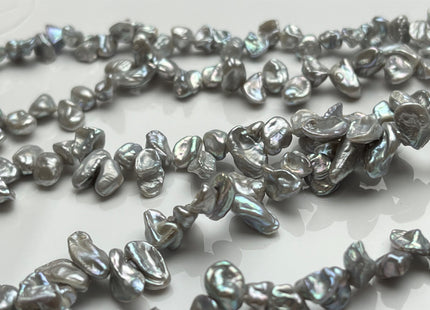 6-7x8-12 mm AAA High Luster Silver Gray Keshi Freshwater Pearl Beads Top Drilled Gray Keshi Pearls Dancing Silver Pearl Beads #P1744