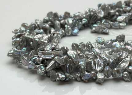 6-7x8-12 mm AAA High Luster Silver Gray Keshi Freshwater Pearl Beads Top Drilled Gray Keshi Pearls Dancing Silver Pearl Beads #P1744