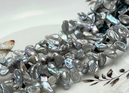 6-7x10-15 mm AA High Luster Silver Gray Keshi Freshwater Pearl Beads Top Drilled Gray Long Keshi Pearls Dancing Silver Pearl Beads #P1739