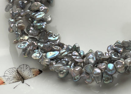 5-6x7-10 mm AAA High Luster Gray Color With Pink Luster Keshi Freshwater Pearl Beads Top Drilled Dancing Silver Keshi Pearl Beads #P1741