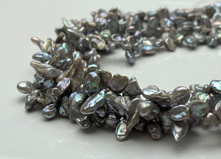 5-6x7-10 mm AAA High Luster Gray Color With Pink Luster Keshi Freshwater Pearl Beads Top Drilled Dancing Silver Keshi Pearl Beads #P1741