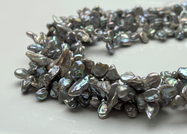 5-6x7-10 mm AAA High Luster Gray Color With Pink Luster Keshi Freshwater Pearl Beads Top Drilled Dancing Silver Keshi Pearl Beads #P1741