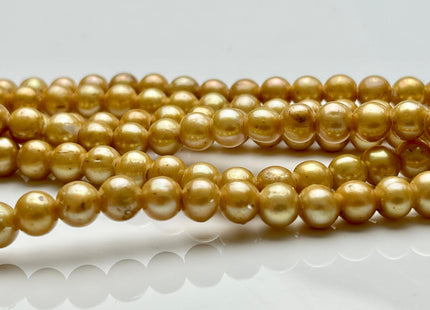 6.5 mm Large Hole Gold Champagne Potato Freshwater Pearl Hole Size 1.8mm Large Hole Beads Genuine Large Hole Freshwater Pearls #003