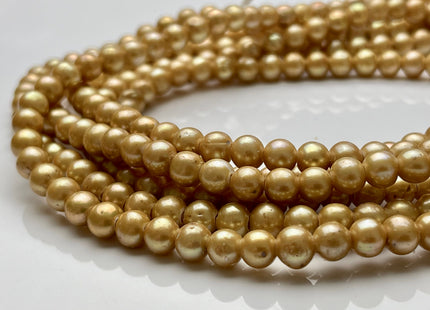 6.5 mm Large Hole Gold Champagne Potato Freshwater Pearl Hole Size 1.8mm Large Hole Beads Genuine Large Hole Freshwater Pearls #003