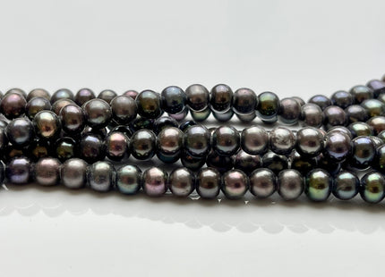 6-6.5mm AA Dark Peacock Color Large Hole Potato Freshwater Pearl Beads Hole Size 1.8 mm Genuine Large Hole Freshwater Pearls 73 Beads #9