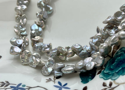 7-10x12-15 mm AAAA Very Rare Gray Color Double Keshi Irregular Pearl Beads Genuine Freshwater Super High Luster Limited Edition Pearl #P1742