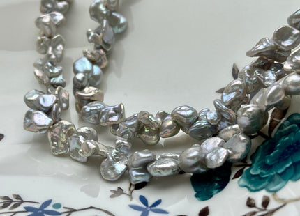 7-10x12-15 mm AAAA Very Rare Gray Color Double Keshi Irregular Pearl Beads Genuine Freshwater Super High Luster Limited Edition Pearl #P1742