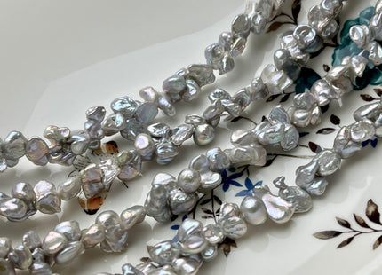 7-10x12-15 mm AAAA Very Rare Gray Color Double Keshi Irregular Pearl Beads Genuine Freshwater Super High Luster Limited Edition Pearl #P1742