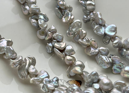 7-10x12-15 mm AAAA Very Rare Gray Color Double Keshi Irregular Pearl Beads Genuine Freshwater Super High Luster Limited Edition Pearl #P1742