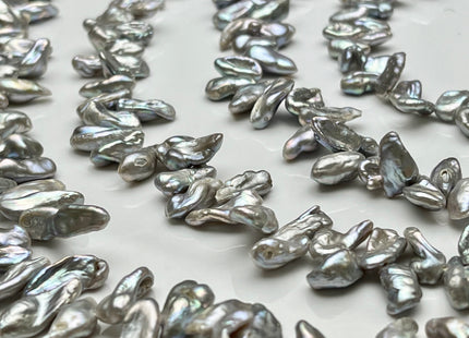 6-7x10-15 mm AA High Luster Silver Gray Keshi Freshwater Pearl Beads Top Drilled Gray Long Keshi Pearls Dancing Silver Pearl Beads #P1739
