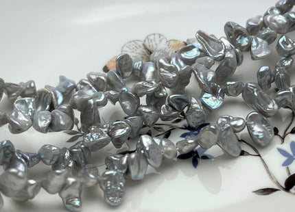 6-7x8-12 mm AAA High Luster Silver Gray Keshi Freshwater Pearl Beads Top Drilled Gray Keshi Pearls Dancing Silver Pearl Beads #P1744