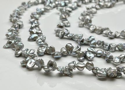6-7x8-12 mm AAA High Luster Silver Gray Keshi Freshwater Pearl Beads Top Drilled Gray Keshi Pearls Dancing Silver Pearl Beads #P1744
