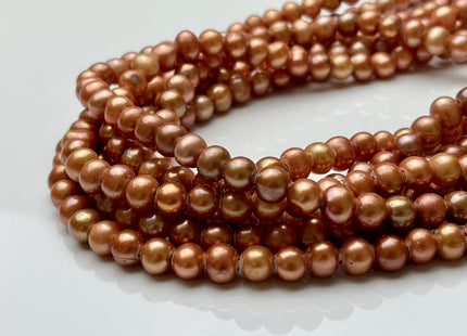 7.5-8 mm AA Orange Copper Color Large Hole Potato Freshwater Pearl Beads Hole Size 2 mm Genuine Large Hole Freshwater Pearls #191