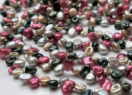 5x6-7 mm AAA Mixed Green Champagne Pink Gray Color Keshi Freshwater Pearl Beads Top Drilled Rare Genuine High Luster Tiny Pearls #P1756
