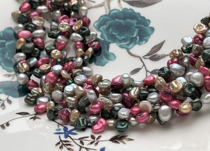5x6-7 mm AAA Mixed Green Champagne Pink Gray Color Keshi Freshwater Pearl Beads Top Drilled Rare Genuine High Luster Tiny Pearls #P1756