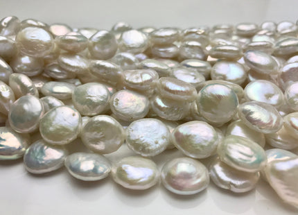 10-11 mm AAA Full Strand Natural White Coin Freshwater Pearls Genuine Natural High Luster Coin Pearl 33 Beads #30