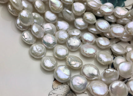 10-11 mm AAA Full Strand Natural White Coin Freshwater Pearls Genuine Natural High Luster Coin Pearl 33 Beads #30