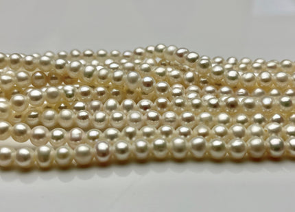 5-6 mm AAA White Potato Freshwater Pearl Beads 1.8 mm Hole Large Hole Half Strand White Pearls #19