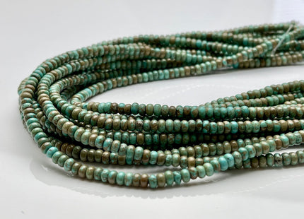 2x4 mm Smooth Rondelle Shape Turquoise Beads Green Brown Color Gemstone Loose Beads #3799